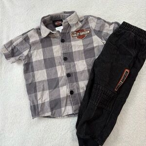 Harley-Davidson Kids Checkered Shirt - Gray and Black